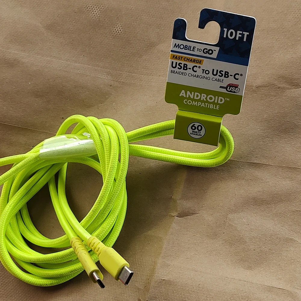 USB-C to USB-C Fast Charge Cable - Neon Green